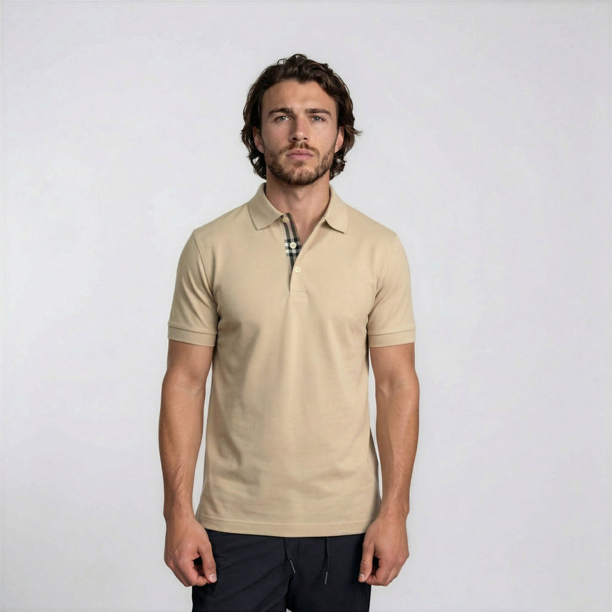 Burberry 'Hartford' Check Placket Polo Beige - Boinclo - Outlet Sale Under Retail