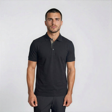 Burberry 'Hartford' Check Placket Polo Black - Boinclo - Outlet Sale Under Retail