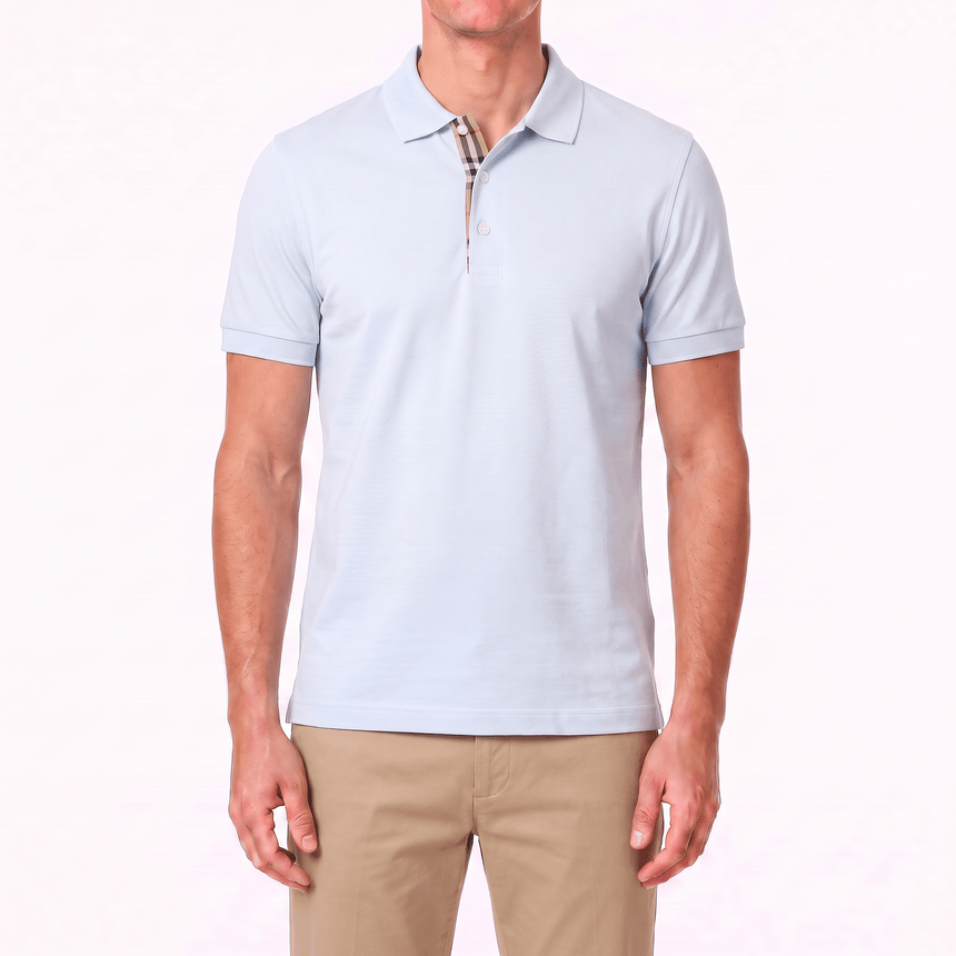 Burberry 'Hartford' Check Placket Polo Light Blue - Boinclo - Outlet Sale Under Retail