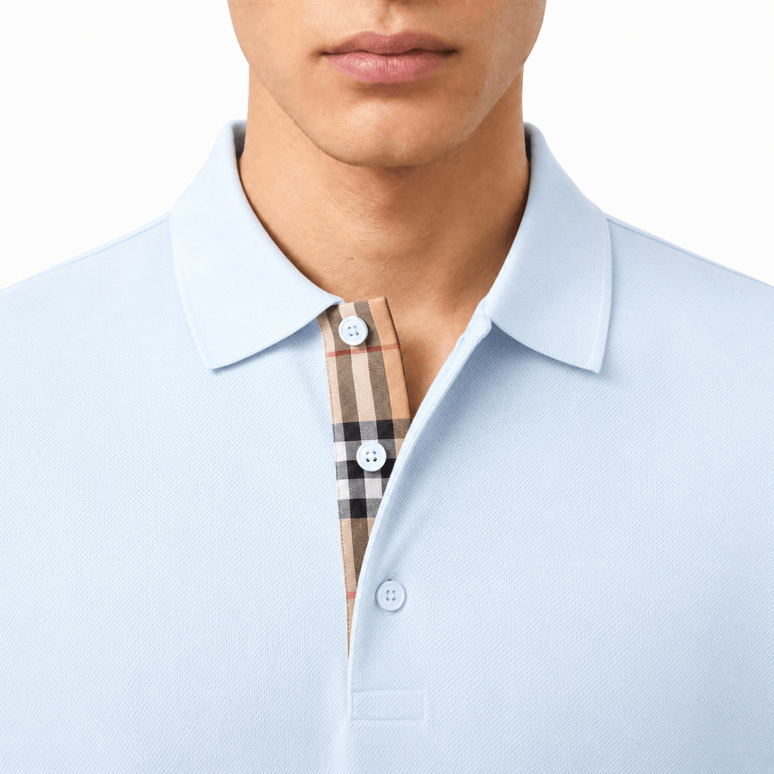 Burberry 'Hartford' Check Placket Polo Light Blue - Boinclo - Outlet Sale Under Retail
