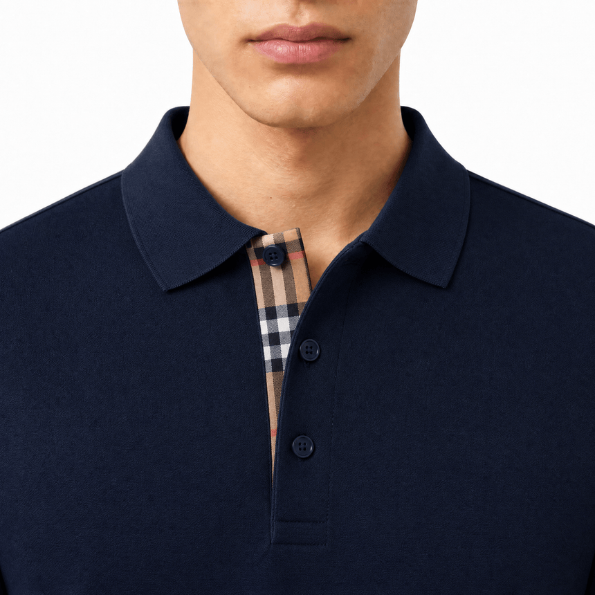 Burberry 'Hartford' Check Placket Polo Navy - Boinclo - Outlet Sale Under Retail