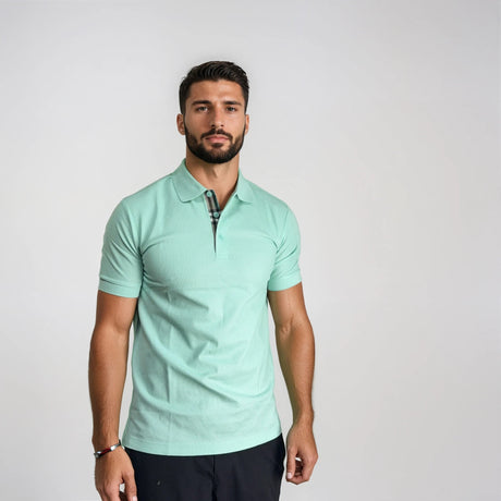 Burberry 'Hartford' Check Placket Polo Summer Mint - Boinclo - Outlet Sale Under Retail