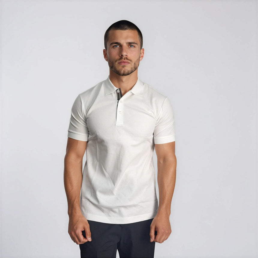 Burberry 'Hartford' Check Placket Polo White - Boinclo - Outlet Sale Under Retail