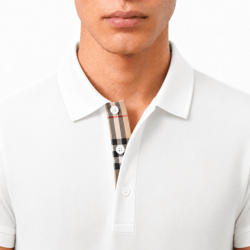 Burberry 'Hartford' Check Placket Polo White - Boinclo - Outlet Sale Under Retail