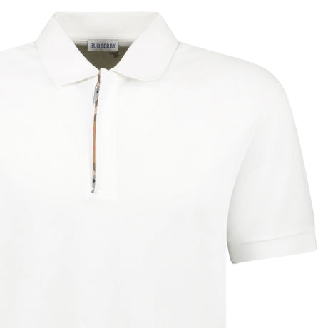 Burberry 'Hartford' Check Placket Zip Polo White - Boinclo - Outlet Sale Under Retail