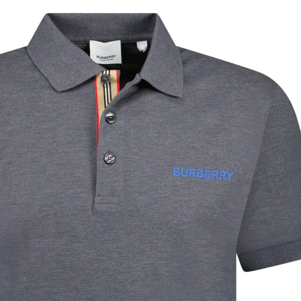 Burberry 'Hartford' Embroidery Logo Check Polo Grey - Outlet Sale