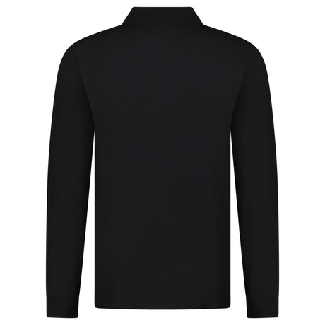 Burberry 'Hartford' Long Sleeved Check Placket Polo - Shirt Black - Boinclo - Outlet Sale Under Retail