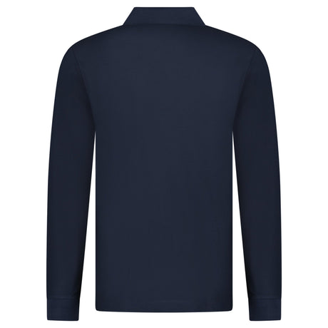 Burberry 'Hartford' Long Sleeved Check Placket Polo - Shirt Navy - Boinclo - Outlet Sale Under Retail