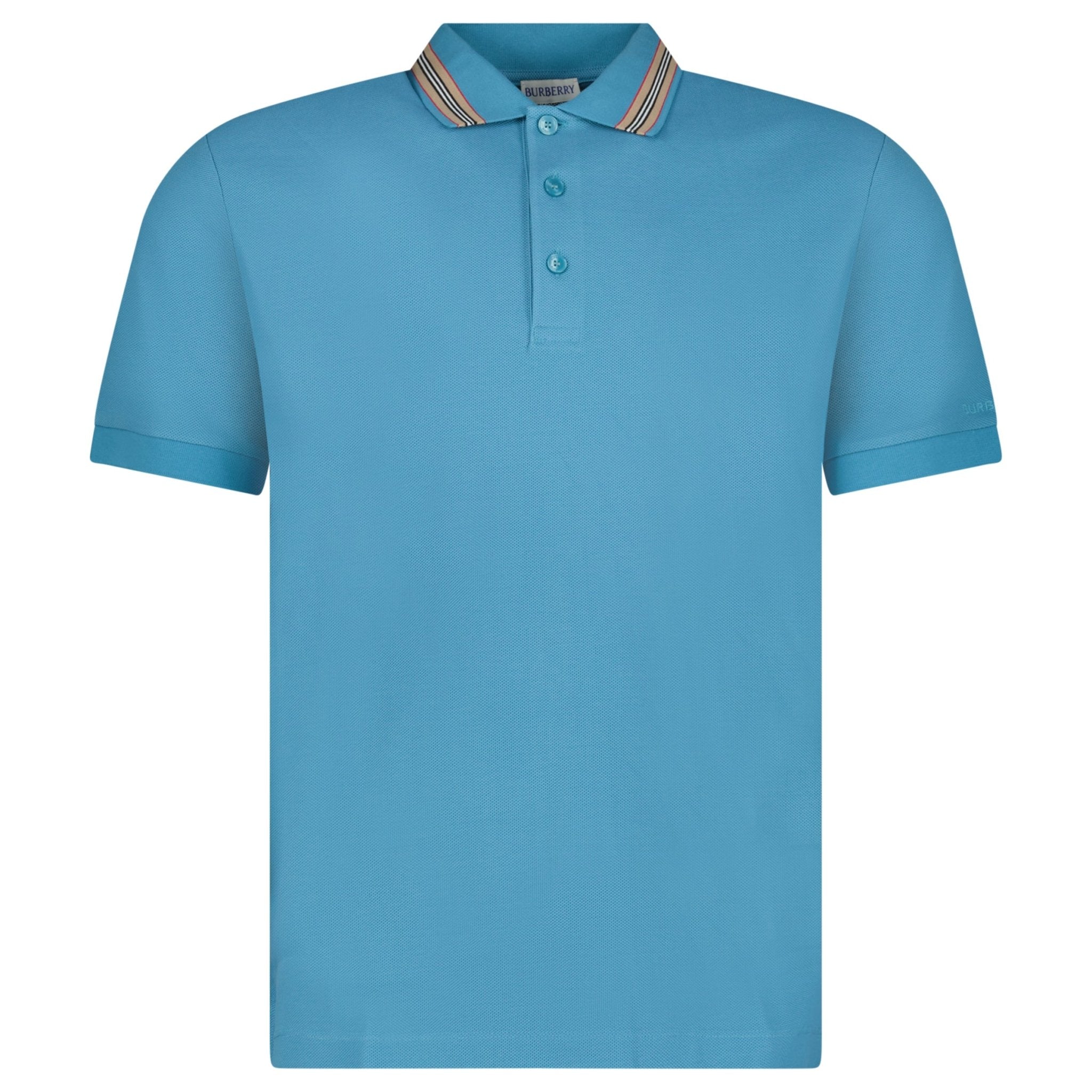 Burberry 'Hartford' Striped Check Short Sleeve Polo in Turquoise