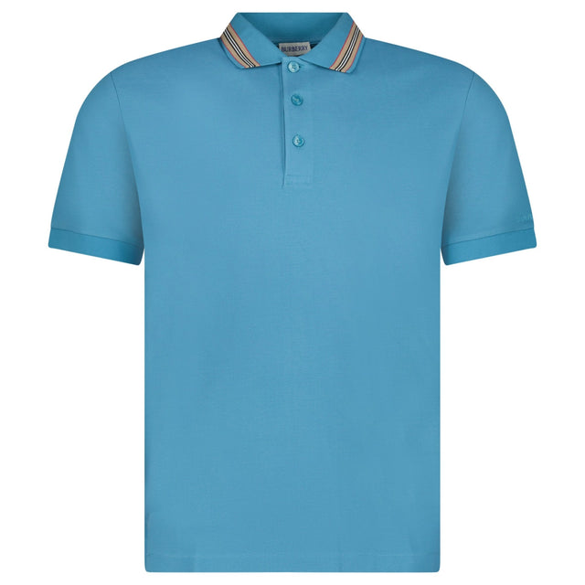 Burberry ‘Hartford’ Striped Check Short Sleeve Polo in Turquoise - Boinclo - Outlet Sale Under Retail