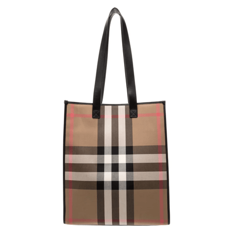 Burberry House Check Vertical Tote Bag in Taupe Brown - Boinclo - Outlet Sale Under Retail