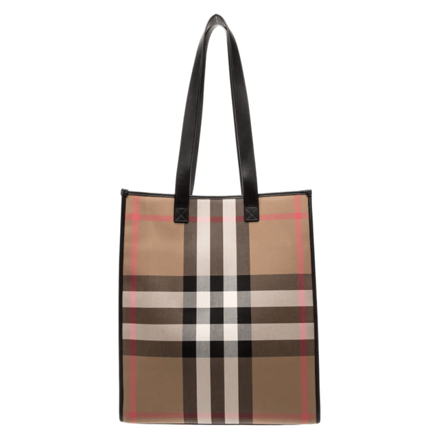 Burberry House Check Vertical Tote Bag in Taupe Brown - Boinclo - Outlet Sale Under Retail