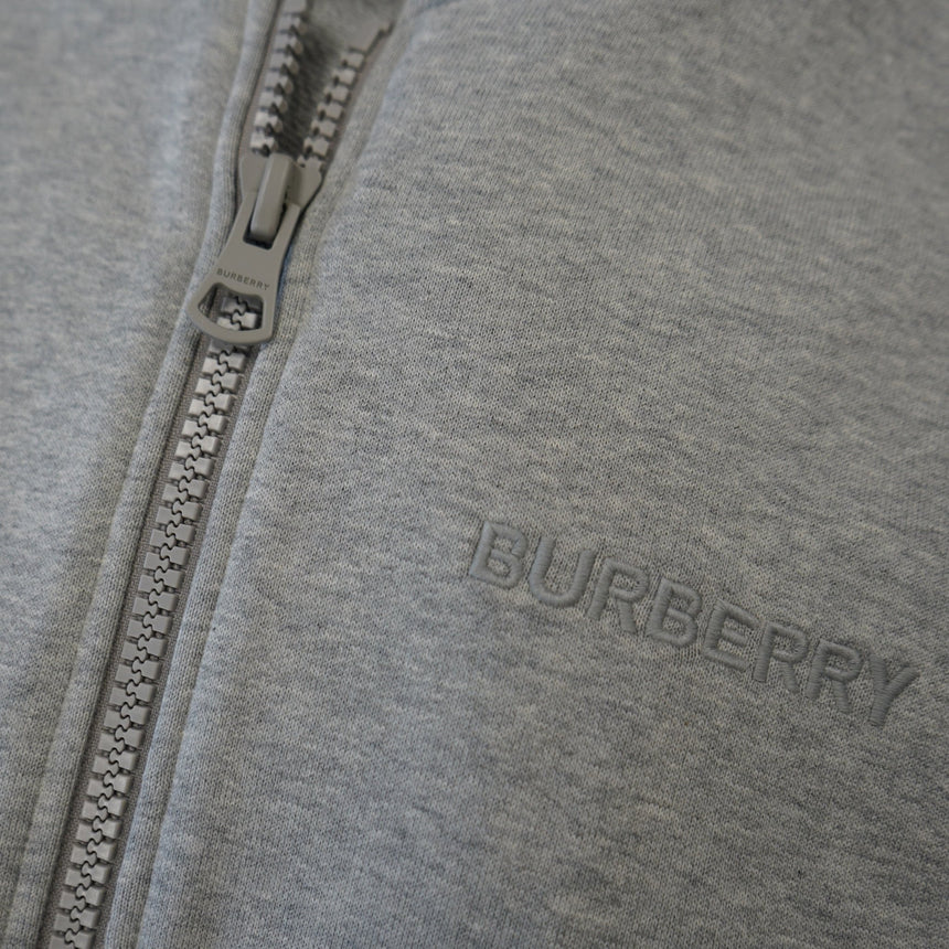 Burberry 'Hove' check Hood Embroidery Logo Hoodie Zip Sweatshirt Grey - Boinclo - Outlet Sale Under Retail