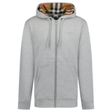 Burberry 'Hove' check Hood Embroidery Logo Hoodie Zip Sweatshirt Grey - Boinclo - Outlet Sale Under Retail