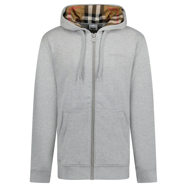 Burberry 'Hove' check Hood Embroidery Logo Hoodie Zip Sweatshirt Grey - Boinclo - Outlet Sale Under Retail