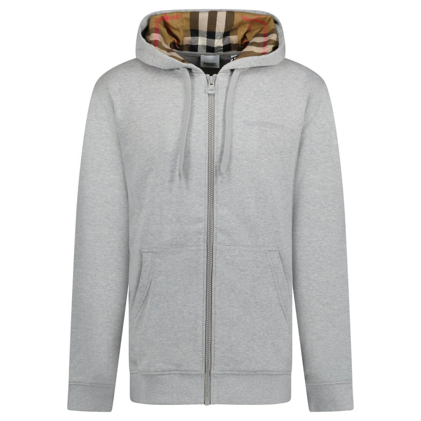 Burberry 'Hove' check Hood Embroidery Logo Hoodie Zip Sweatshirt Grey - Boinclo - Outlet Sale Under Retail