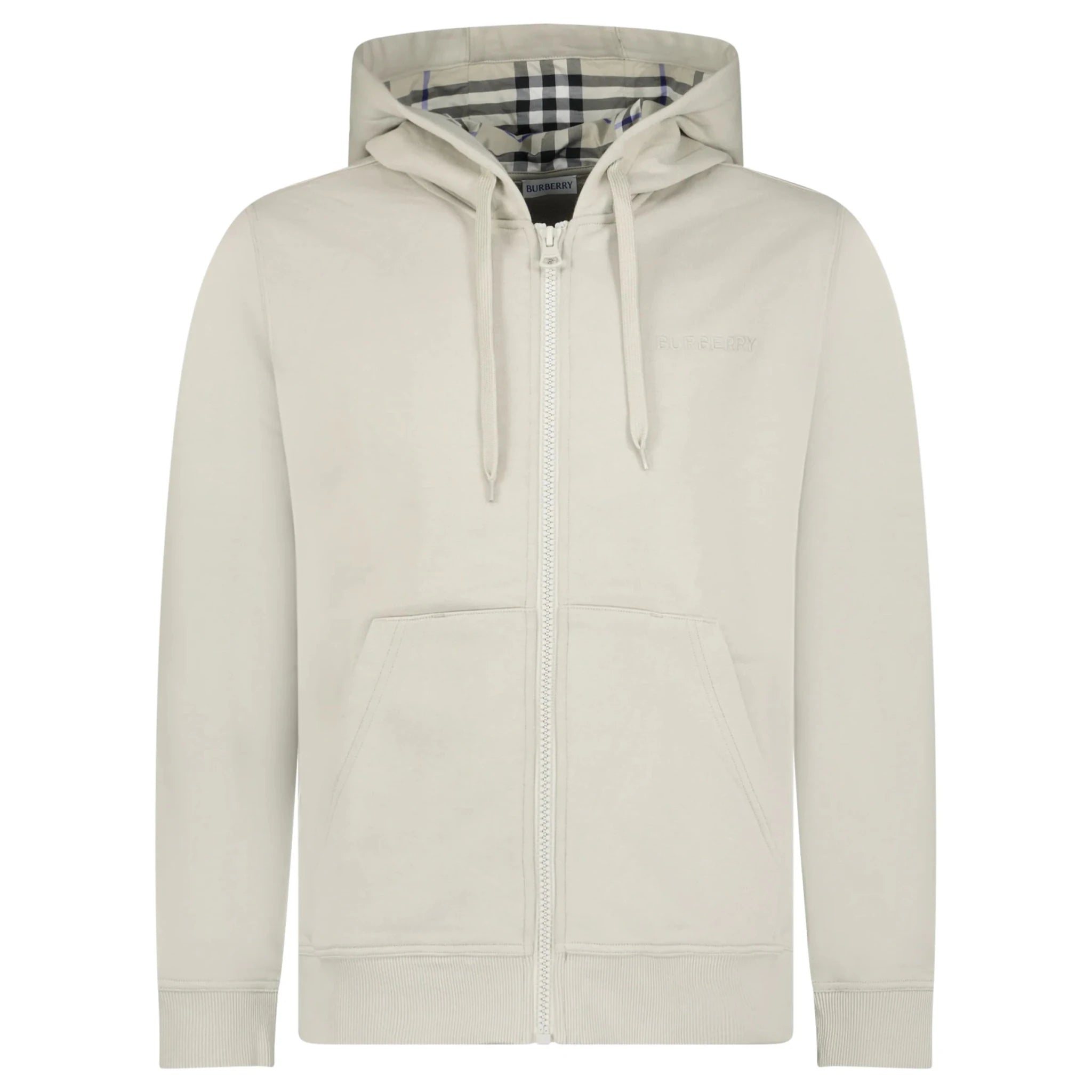 Color variation of Burberry 'Hove' check Hood Embroidery Logo Hoodie Zip Sweatshirt Lichen