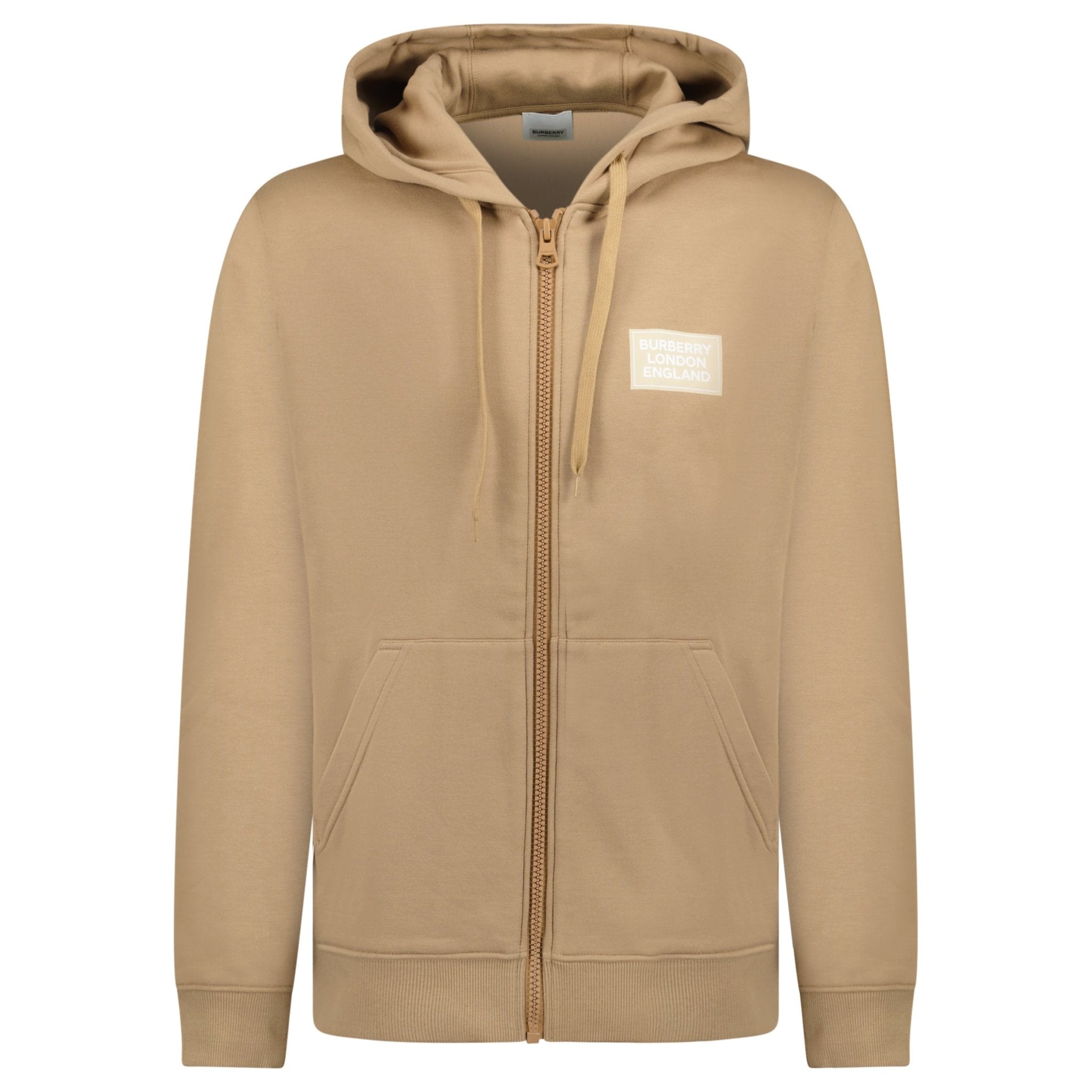 Hove Logo Hoodie Zip Sweatshirt Camel Beige