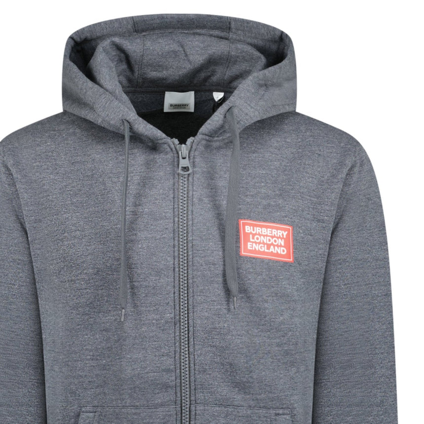 Burberry 'Hove' Logo Hoodie Zip Sweatshirt Grey Outlet Sale