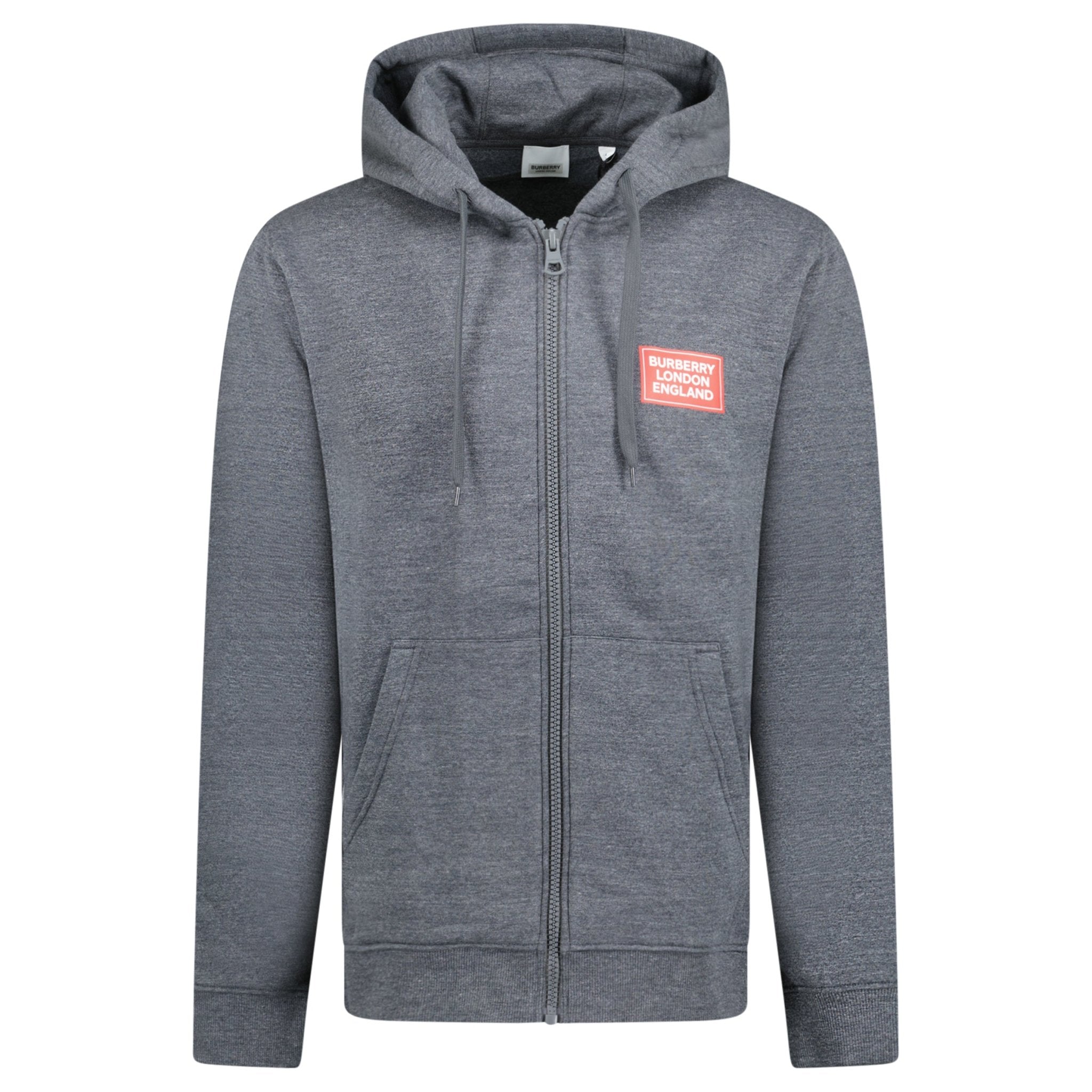 Burberry 'Hove' Logo Hoodie Zip Sweatshirt Grey Outlet Sale