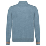 Burberry Icon Stripe Trim Wool Quarter-Zip Jumper in Seaspray Green Melange - Boinclo - Outlet Sale Under Retail