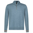 Burberry Icon Stripe Trim Wool Quarter-Zip Jumper in Seaspray Green Melange - Boinclo - Outlet Sale Under Retail