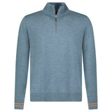Burberry Icon Stripe Trim Wool Quarter-Zip Jumper in Seaspray Green Melange - Boinclo - Outlet Sale Under Retail