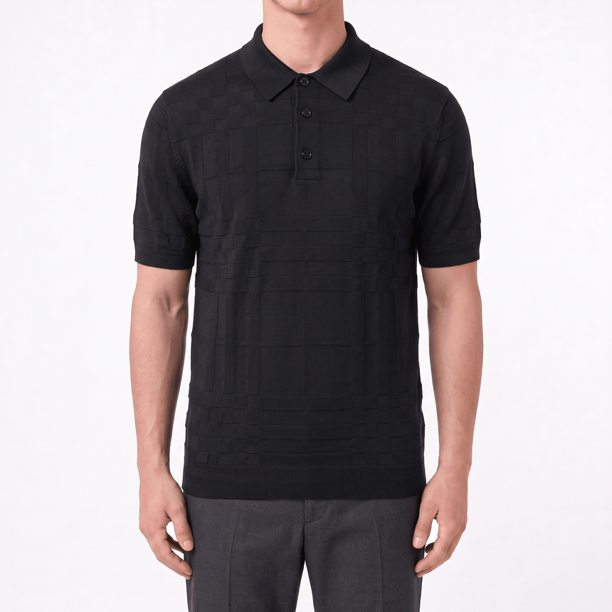 Burberry 'Kieran' Knit Polo-Shirt Black - Boinclo - Outlet Sale Under Retail