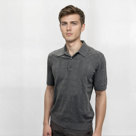 Burberry 'Kieran' Knit Polo - Shirt Grey - Boinclo - Outlet Sale Under Retail