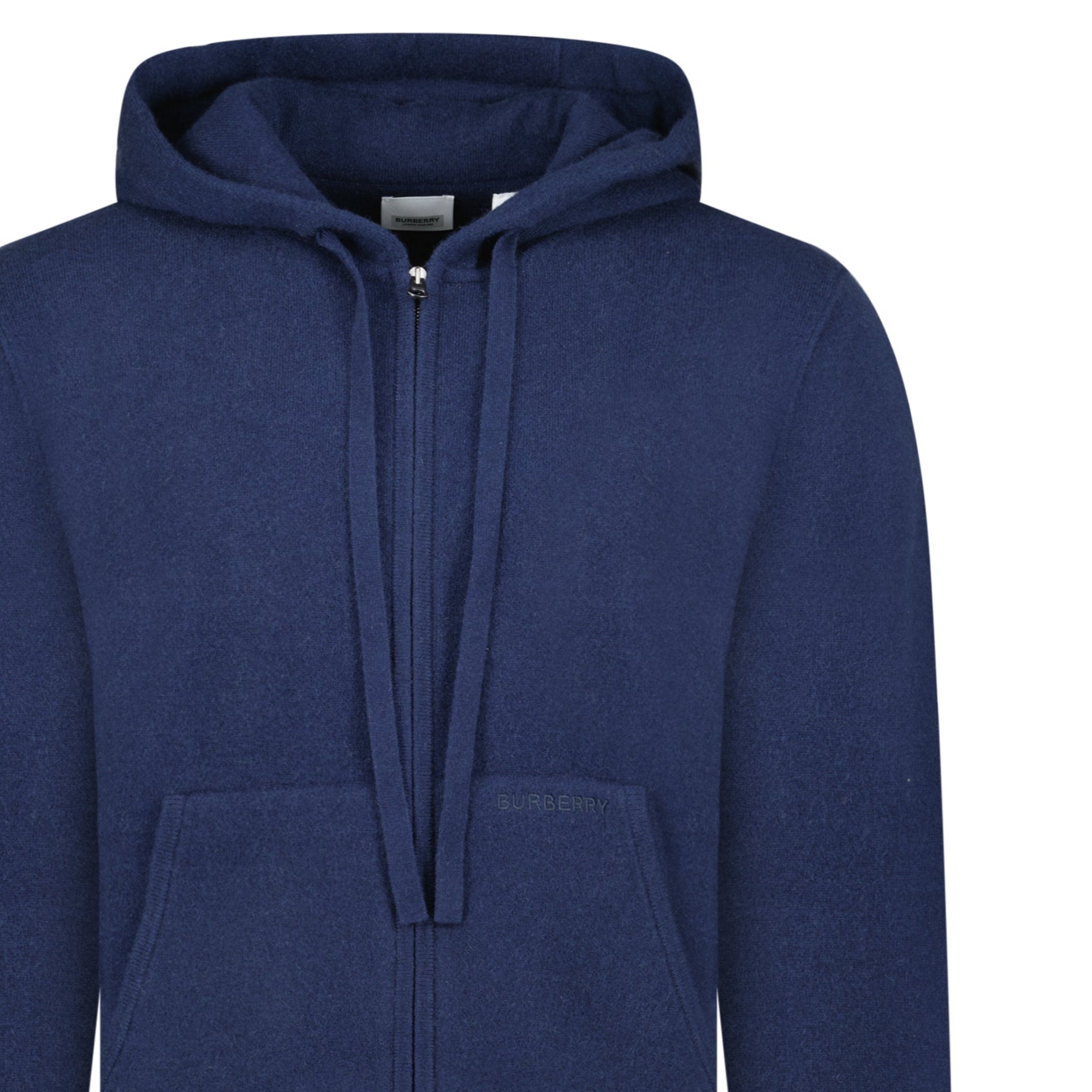 Burberry 'Lindley' Knitted Cashmere Hoodie Navy - Outlet Sale