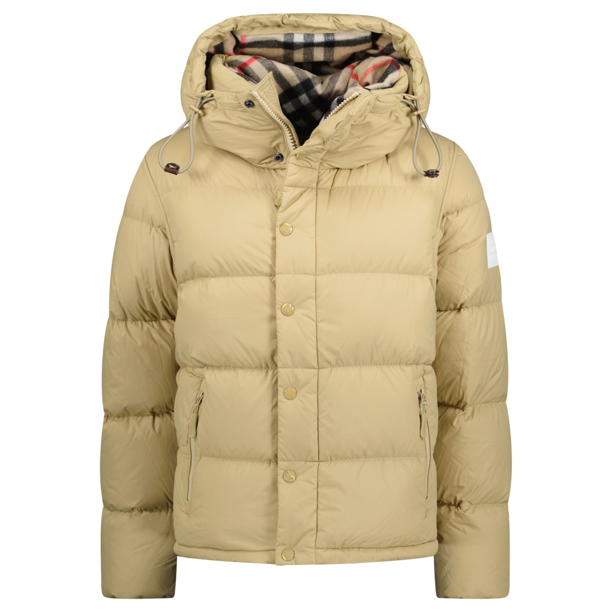 Burberry Lockwell Hooded Check Down Jacket Beige Outlet Sale Always Under Retail Boinclo