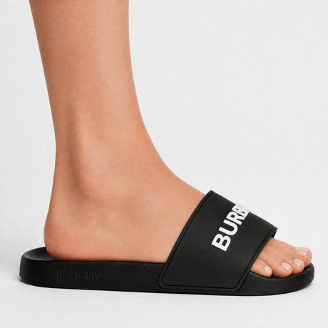 Burberry Logo Tech Furley Sliders Black - Boinclo - Outlet Sale Under Retail