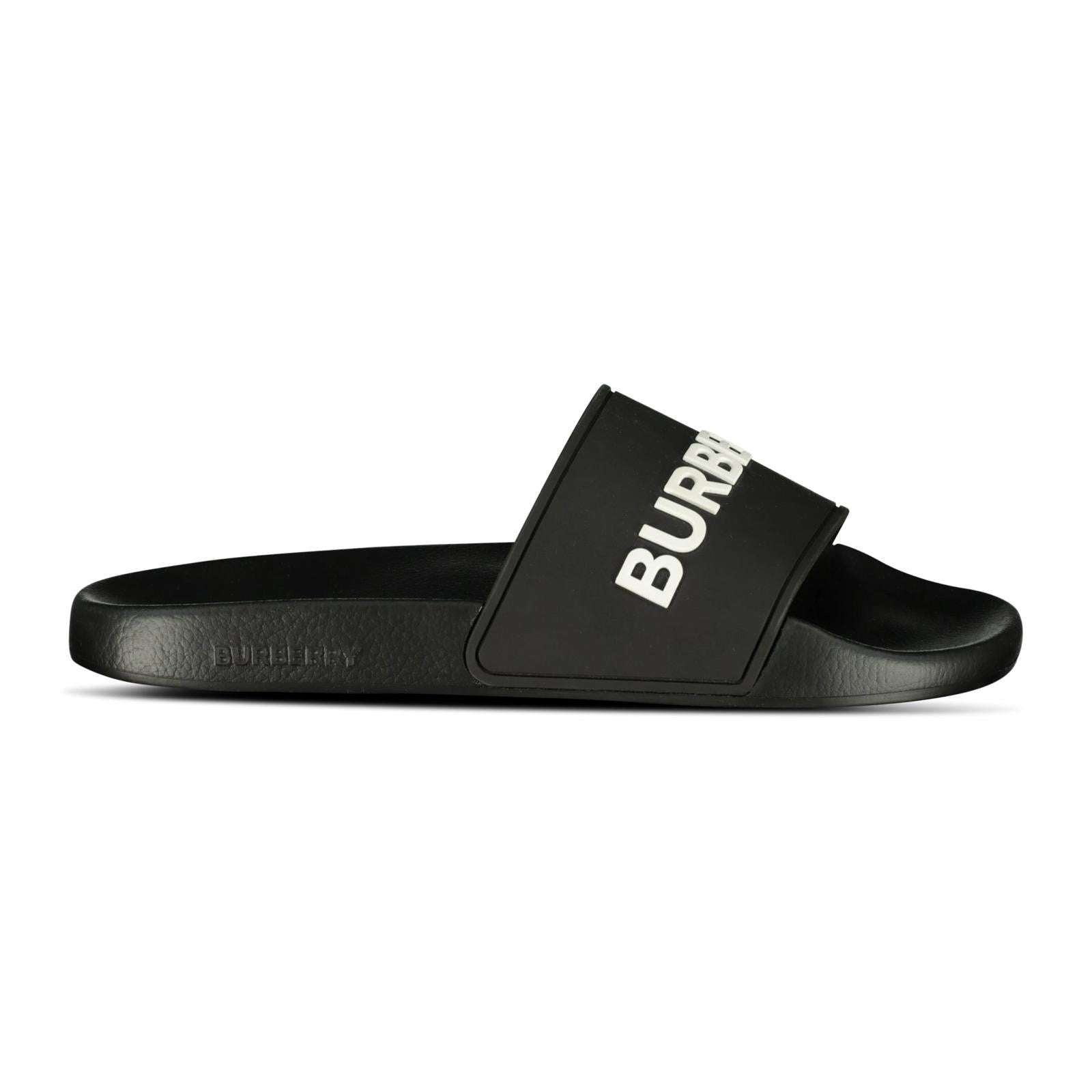 Burberry Logo Tech Furley Sliders Black - Outlet Sale Always