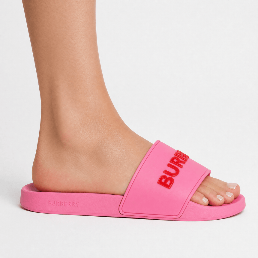 Burberry Logo Tech Furley Sliders Bubblegum Pink - Boinclo - Outlet Sale Under Retail