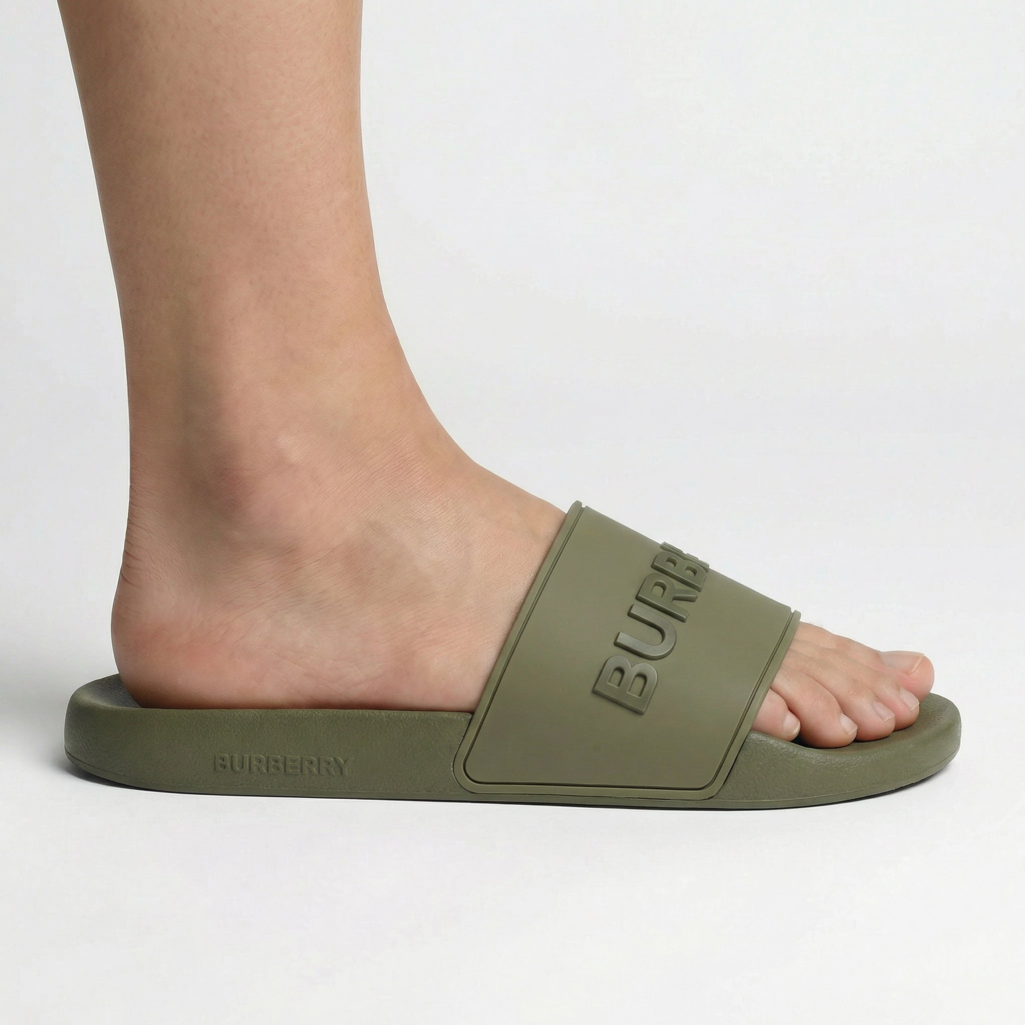 Burberry Logo Tech Furley Sliders Dark Green - Outlet Sale Under