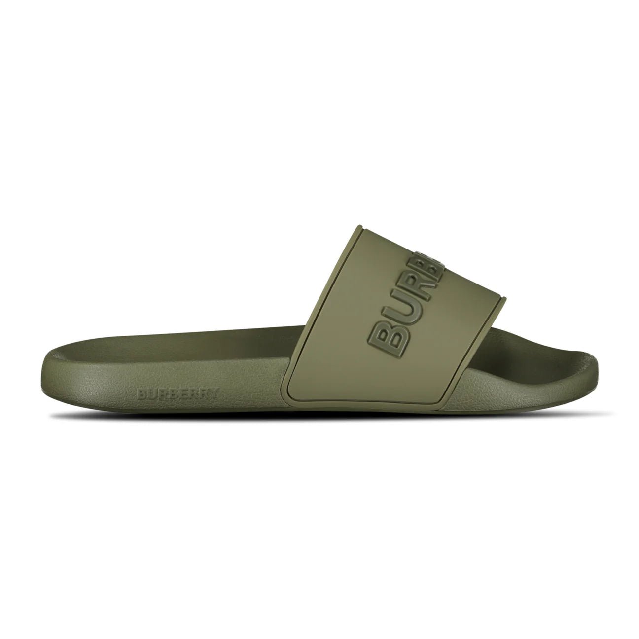 Color variation of Burberry Logo Tech Furley Sliders Dark Green