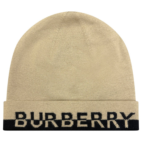 Burberry Logo Wool Beanie in Black & Archive Beige - Boinclo - Outlet Sale Under Retail