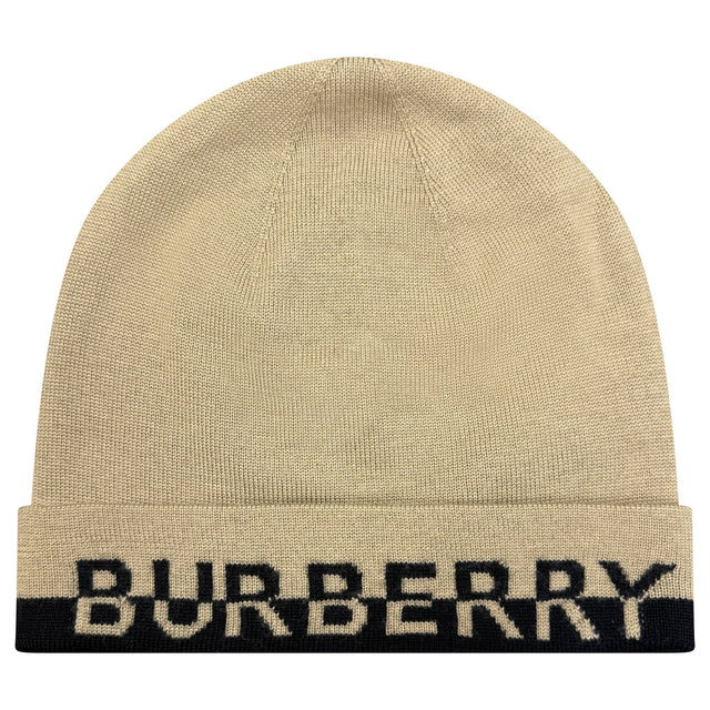Burberry Logo Wool Beanie in Black & Archive Beige - Boinclo - Outlet Sale Under Retail