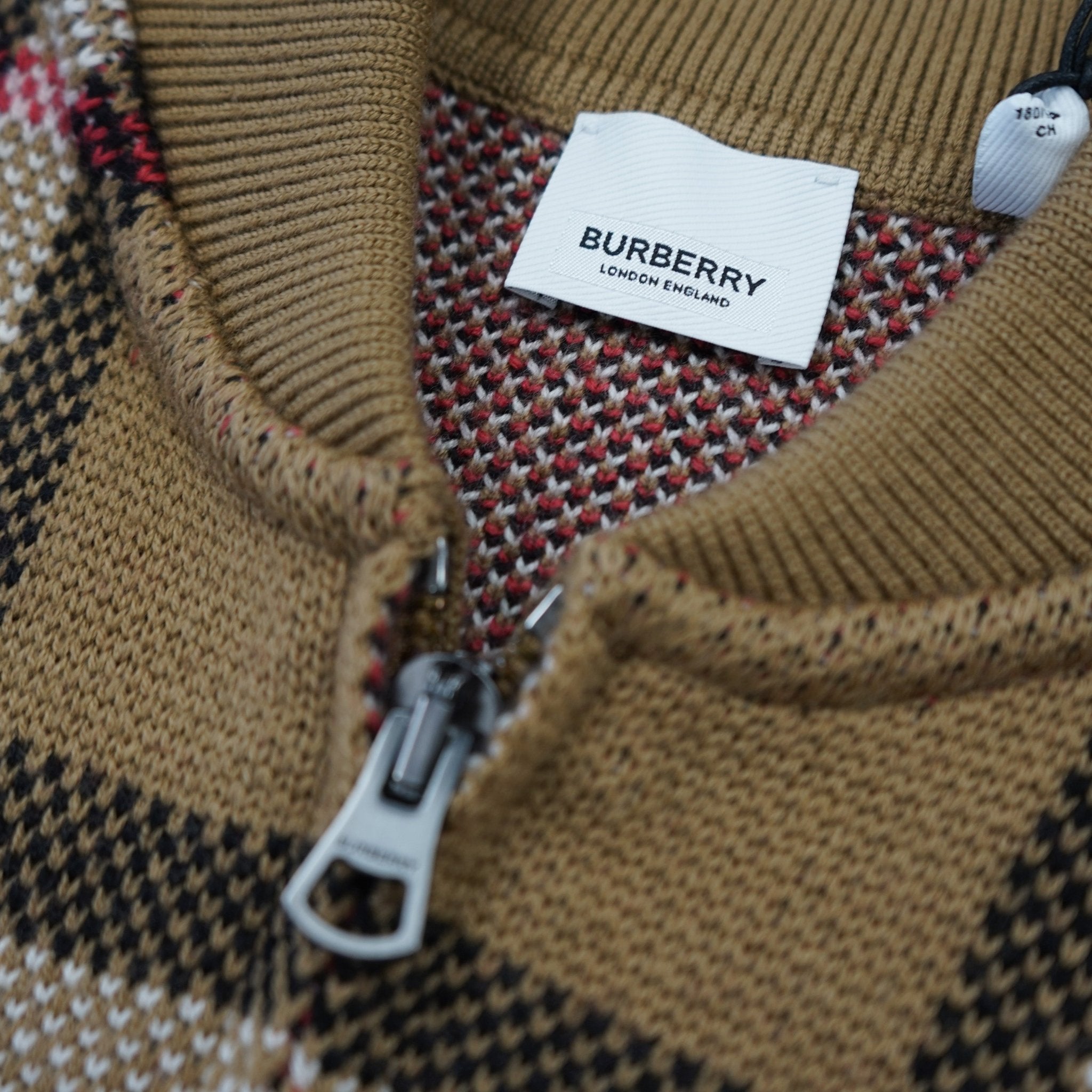 Burberry 'Morland' Knitted Bomber Jacket Taupe Brown