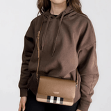 Burberry 'New Hampshire' Leather Shoulder Bag Earth Brown - Boinclo - Outlet Sale Under Retail