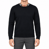 Burberry 'Noland' Knitted Wool/ Cashmere Jumper Check Neck Black - Boinclo - Outlet Sale Under Retail