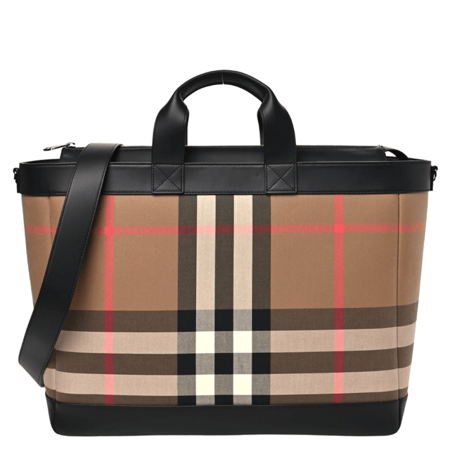Burberry Ormond Check Nylon Tote Bag in Taupe Brown - Boinclo - Outlet Sale Under Retail