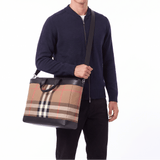 Burberry Ormond Check Nylon Tote Bag in Taupe Brown - Boinclo - Outlet Sale Under Retail