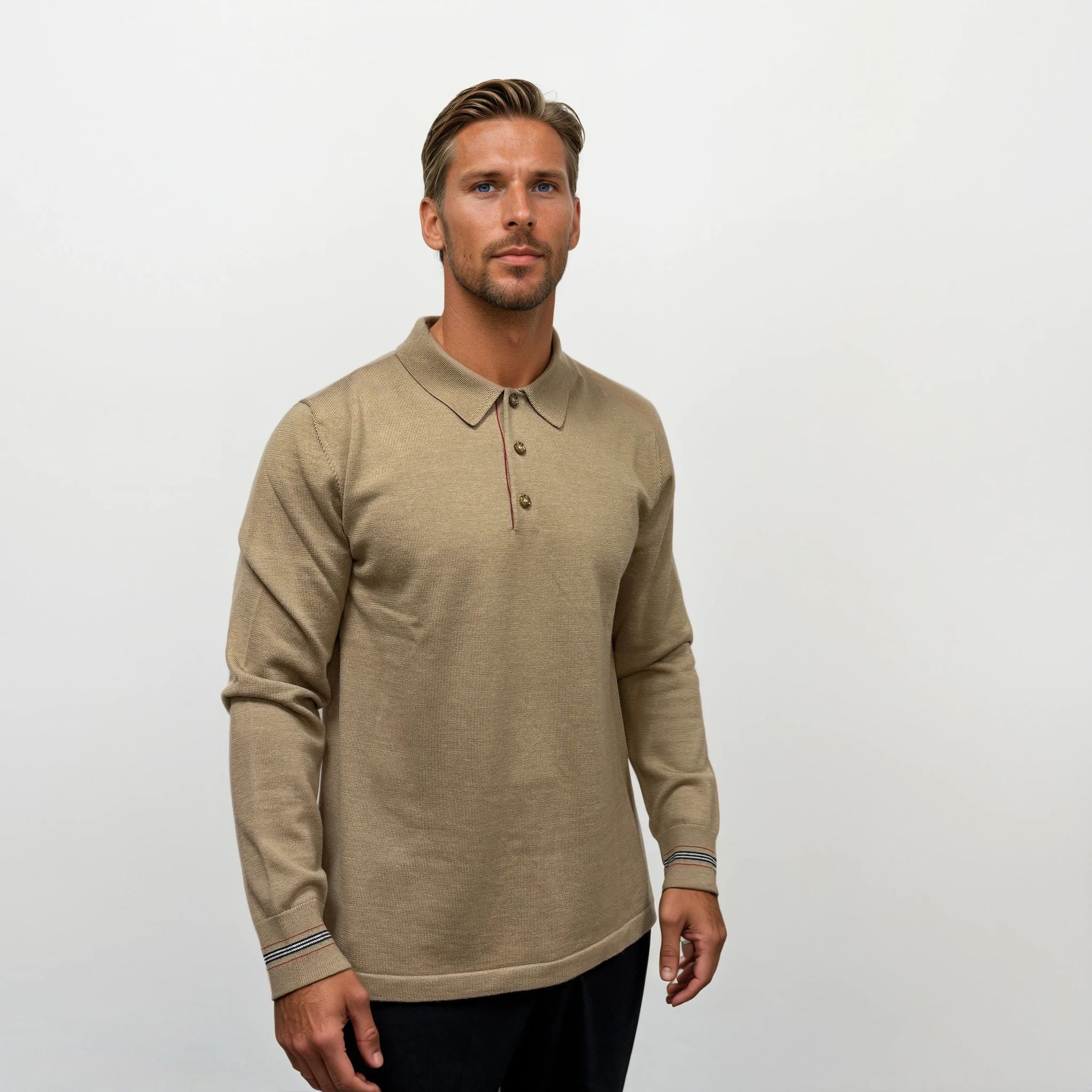 Burberry 'Pace' Signature Stripe Wool Polo Camel - Outlet Sale
