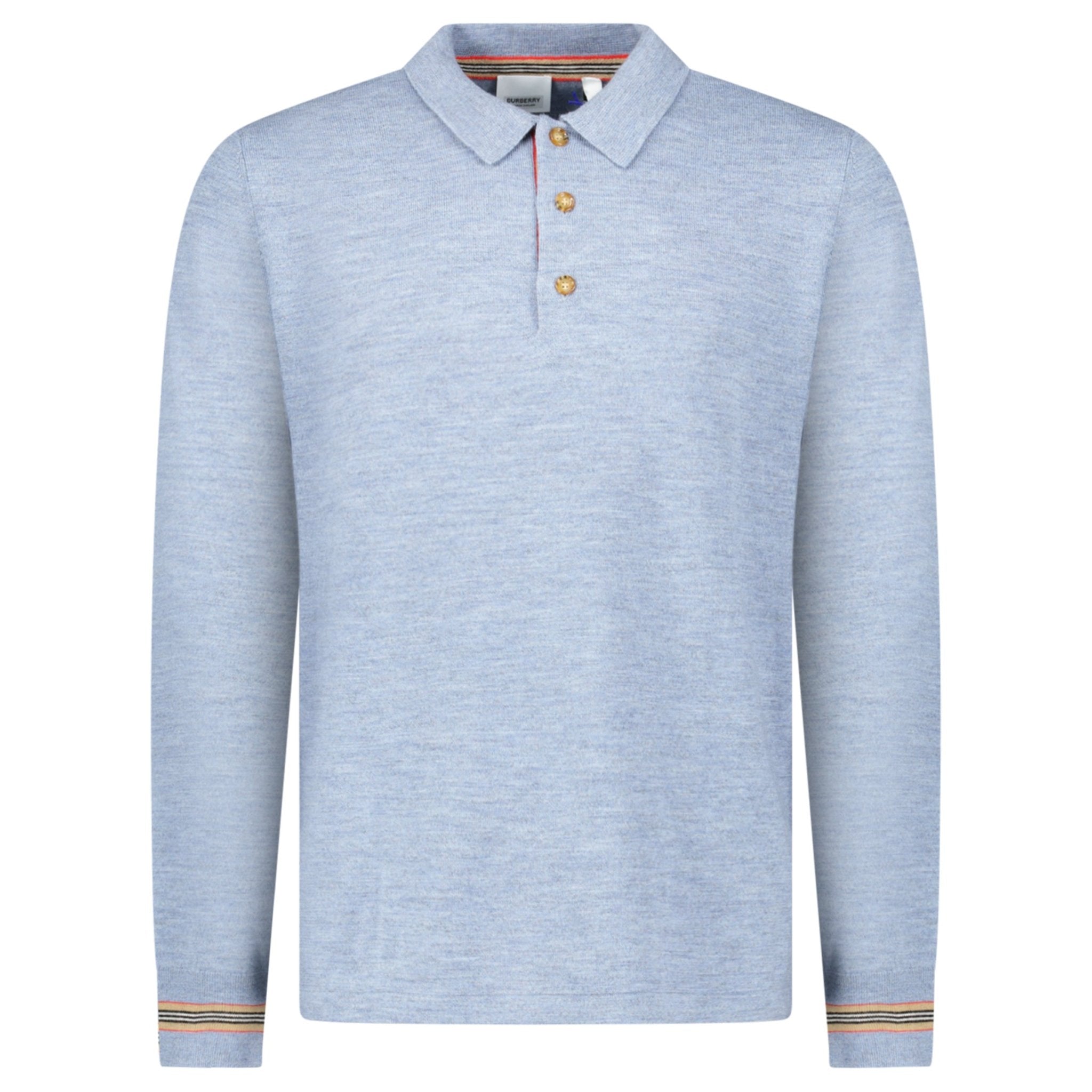 Color variation of Burberry 'Pace' Signature Stripe Wool Polo Mid Blue