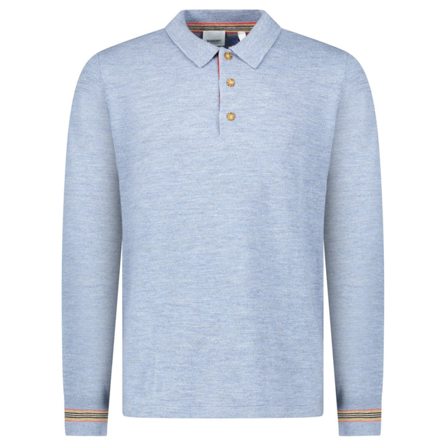Burberry 'Pace' Signature Stripe Wool Polo Mid Blue - Boinclo - Outlet Sale Under Retail