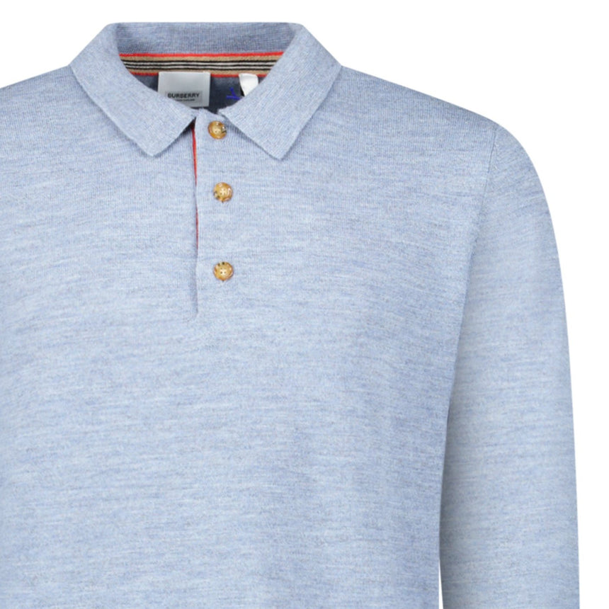 Burberry 'Pace' Signature Stripe Wool Polo Mid Blue - Boinclo - Outlet Sale Under Retail