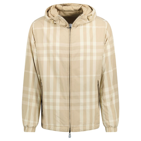 Burberry 'Stanford' Reversible Check Rear Logo Hooded Padded Jacket Beige - Boinclo - Outlet Sale Under Retail