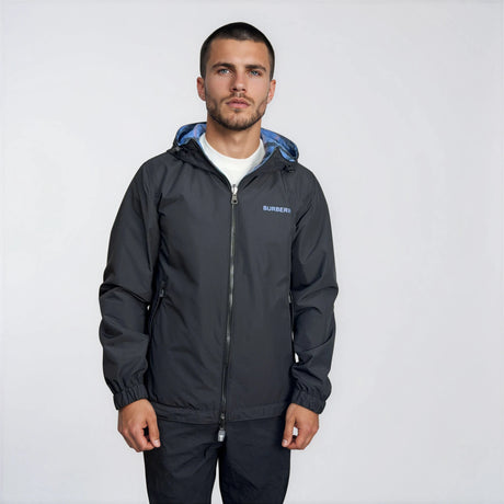 Burberry 'Stanford' Zip - Up Check Reversible Hooded Jacket Black & Blue Check - Boinclo - Outlet Sale Under Retail