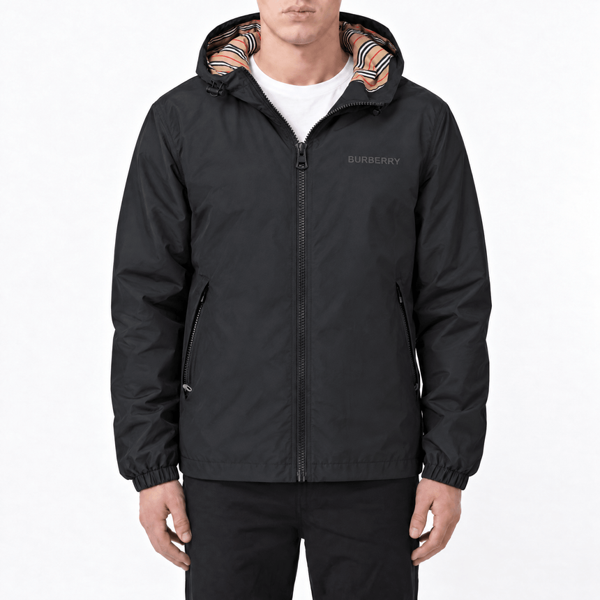 Burberry 'Stanford' Zip-Up Stripe Hooded Jacket Black - Boinclo - Outlet Sale Under Retail